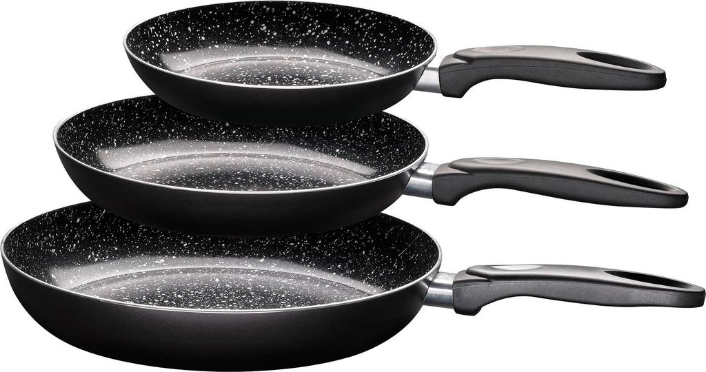 3-piece frying pan set KING® ALU with ceramic coating / Sizes: 20, 24 & 28cm / Color: black