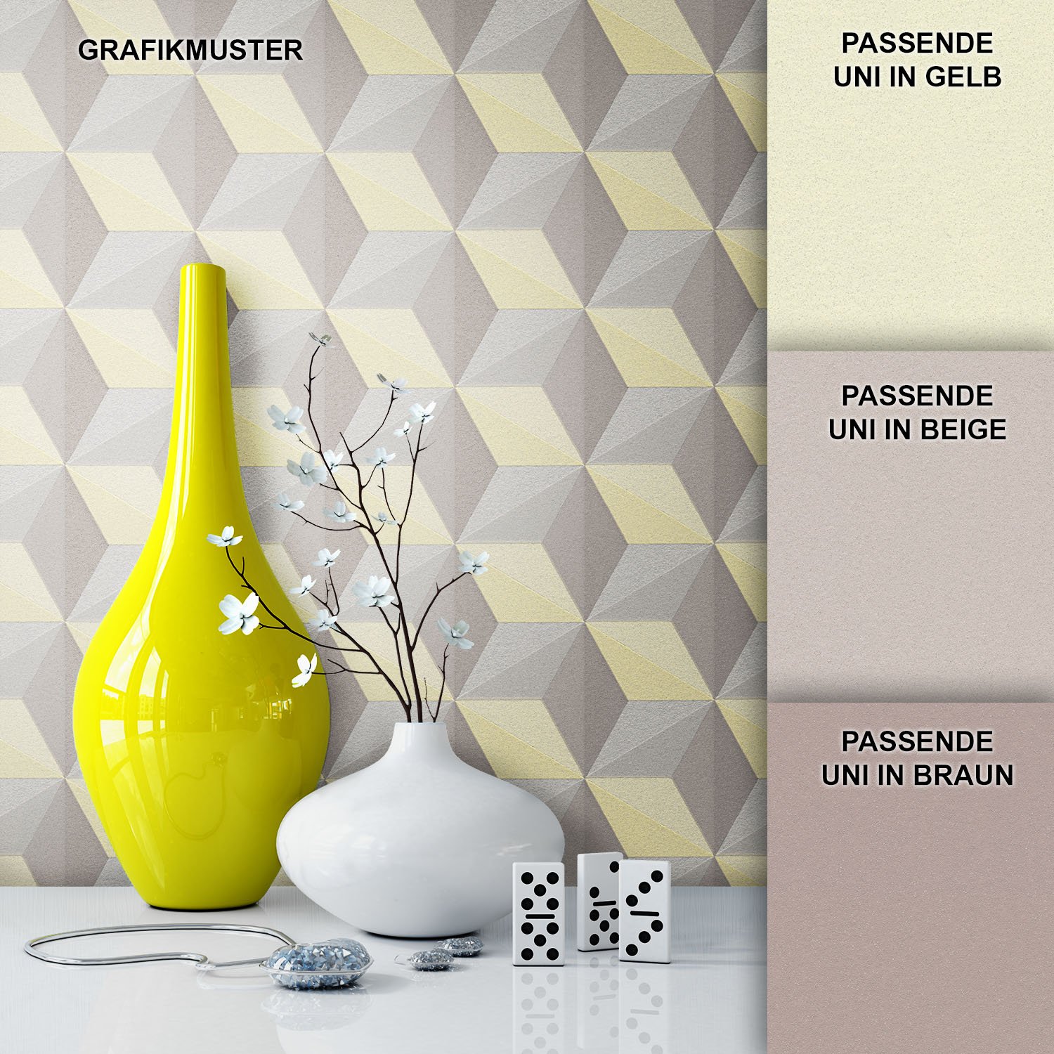 Newroom Design Yellow Beige Graphic Look Attractive Luxury Wallpaper Non-Woven Wallpaper/G
