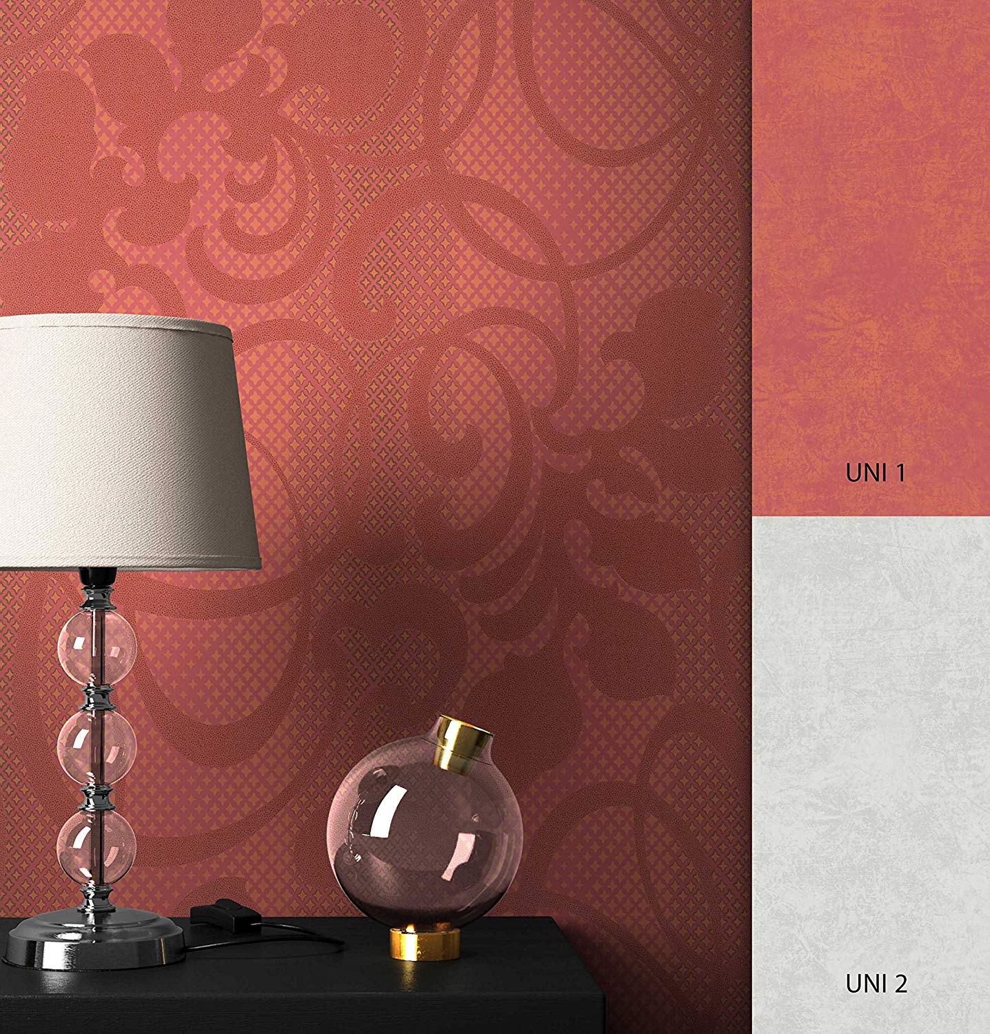 Newroom Design Orange Ornament Newroom Baroque Wallpaper Baroque Modern Design Look Red No