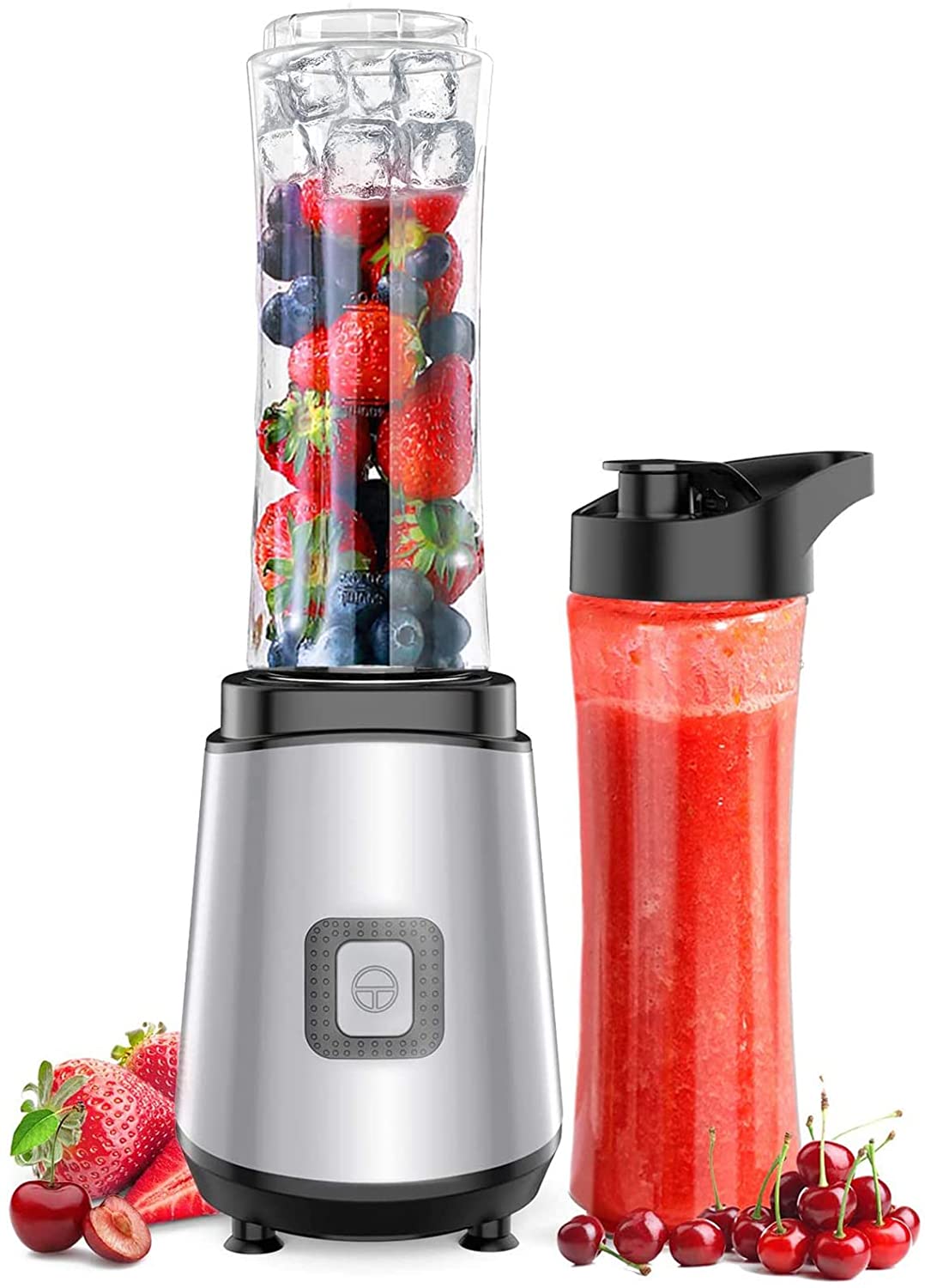 Onlyelax Blender Smoothie Maker Mixer [25,000 rpm Power Motor] Includes 2x Mixing Containers 600 ml (BPA-Free, Dishwasher and Shatterproof with Lid) Chopper Stainless Steel