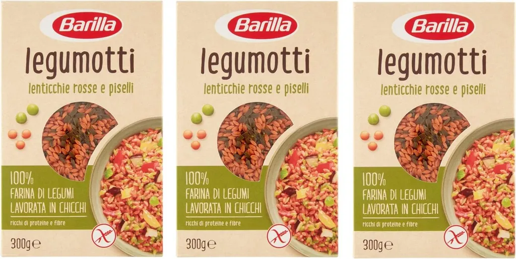 3x Barilla Legumotti Lenticchie Rosse e Piselli Red Lentils and Peas High in protein and fiber Gluten-free 300g