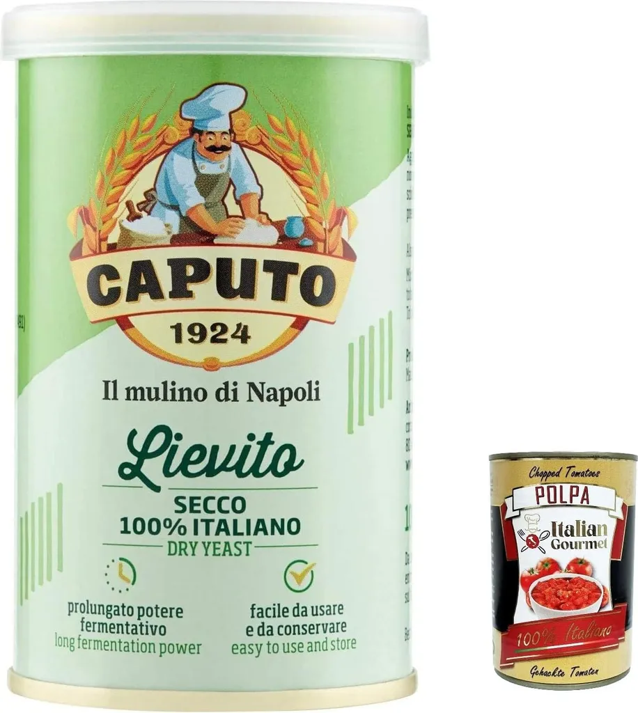 3x Caputo Lievito Secco 100% Italian Dried Yeast for Bakery High Activity Pizza 100g + Italian Gourmet Pulpa 400g