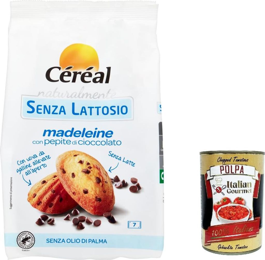 Nestlé 3x Céréal Madeleine, chocolate pepper snacks, lactose-free, palm oil-free 210g + Italian Gourmet polpa 400g