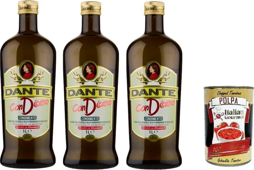 3x Dante conDisano seasoning based on vegetable oils and extra virgin olive oil (15%) + Italian Gourmet polpa 400g 3400 ml