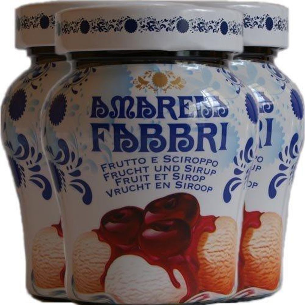 3x Fabbri Amarena Kirschen in Syrup Amarena Fabbri, 230 g