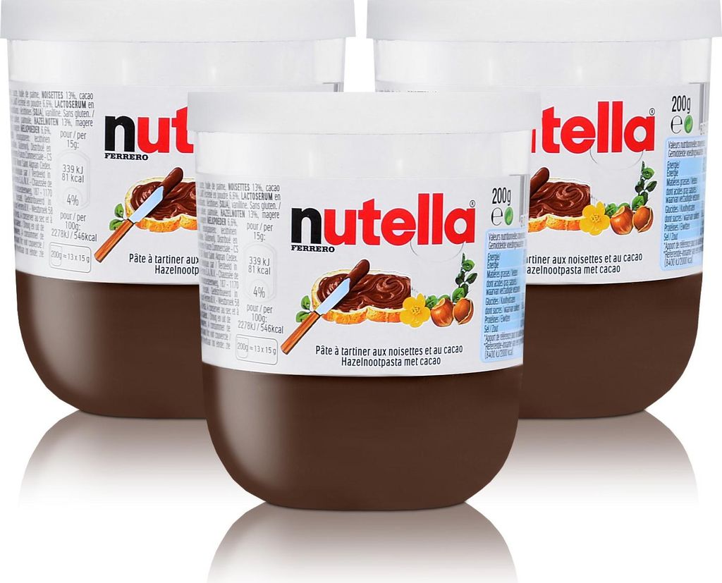 3x Ferrero Nutella Glass Chocolate Spread 200g