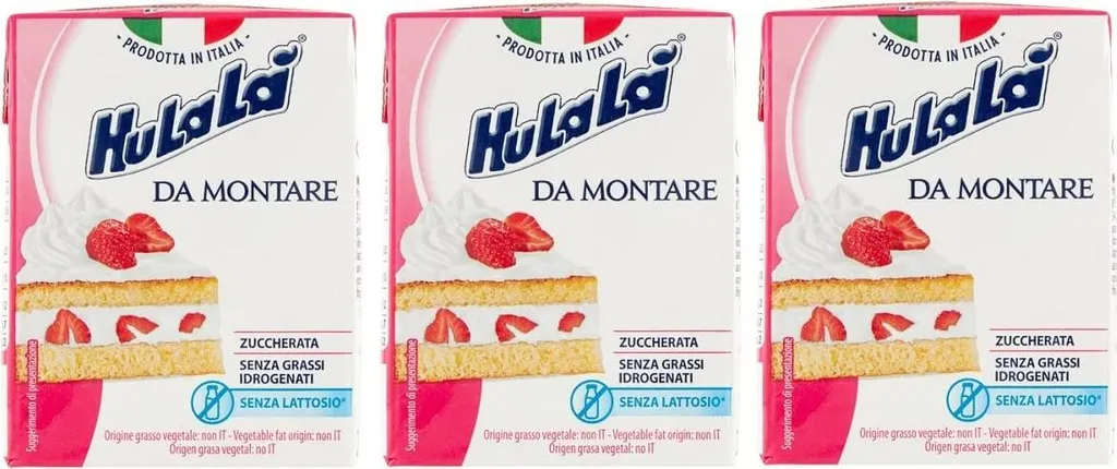 Hulalà Professional 3x Hulalà Creamy Cream (sweetened confectionery product, cream to be mounted) 200ml, lactose-free and free from hydrogenated fat, Italian product based on vegetable fats