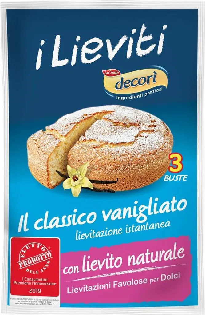 3x Lo Conte decorì i Lieviti Il classico vanigliato Vanilla Yeast Instant Sourdough Yeast for Sweets (3 x 18g) 54g