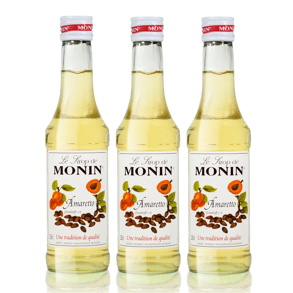 3x Monin Amaretto Syrup, 250 ml bottle