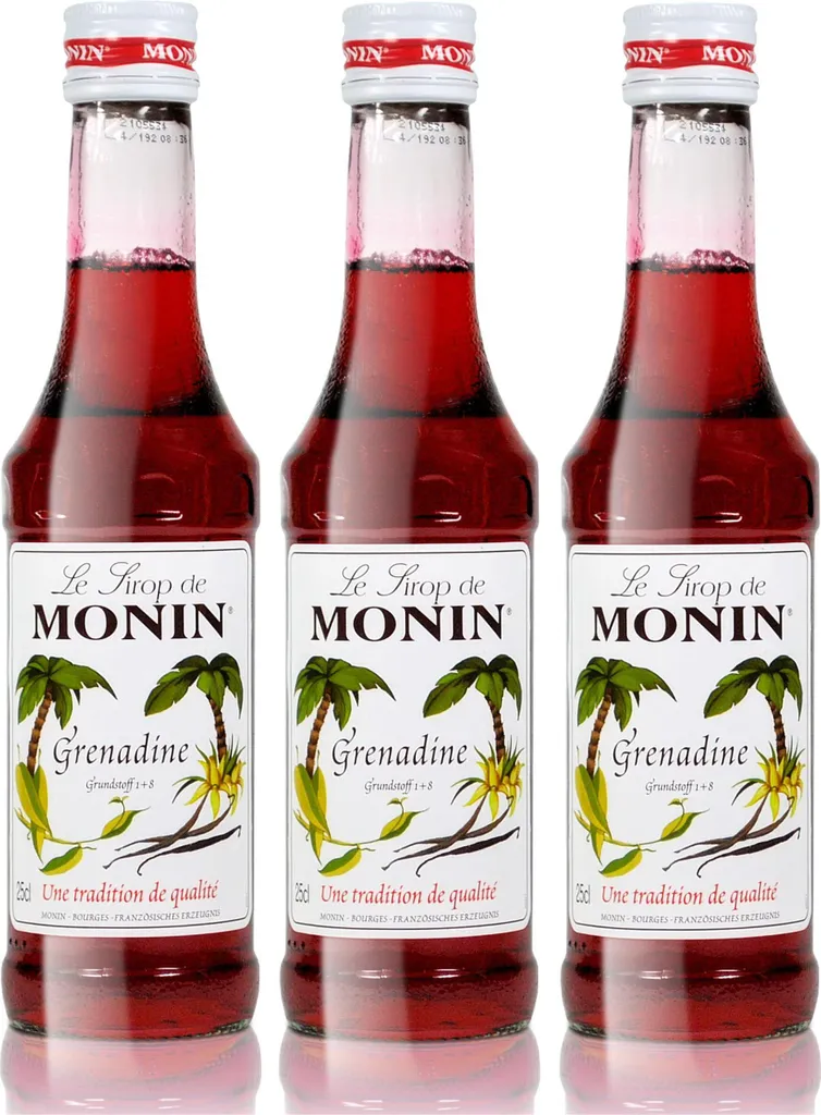 3x Monin Grenadine Syrup, 250 ml bottle