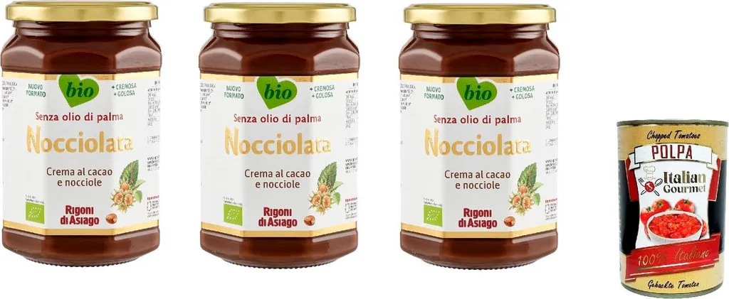 3x Rigoni di Asiago Nocciolata, Hazelnut Nougat Cream, Hazelnut Cream without Palm Oil | Hazelnut Nougat Cream without Palm Oil | Spread 650g + Italian Gourmet Polpa 400g
