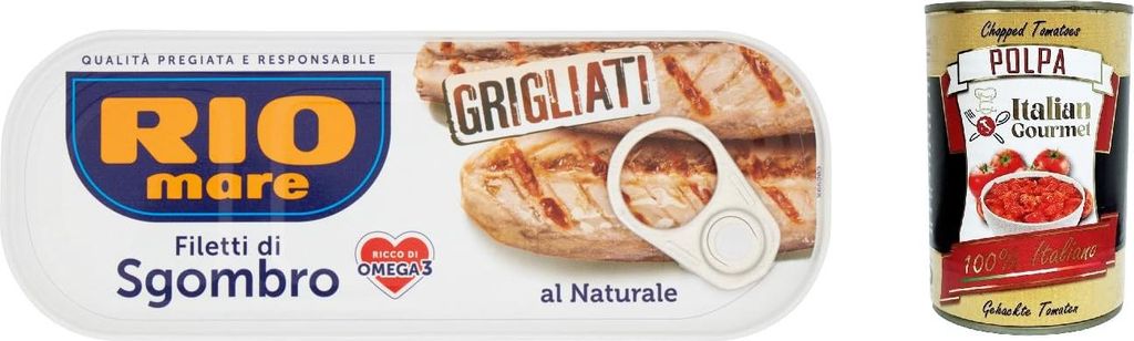 Italian Gourmet E.R. 3x Rio Mare Filetti di Sgombro Grigliato al Naturale Grilled mackerel fillets 120g rich in Omega 3 360g