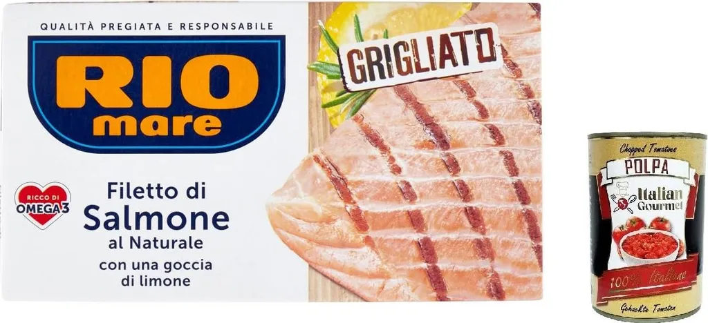 3x Rio Mare Natural Salmon Fillet with a Drop of Grilled Lemon 125g + Italian Gourmet Polpa 400g
