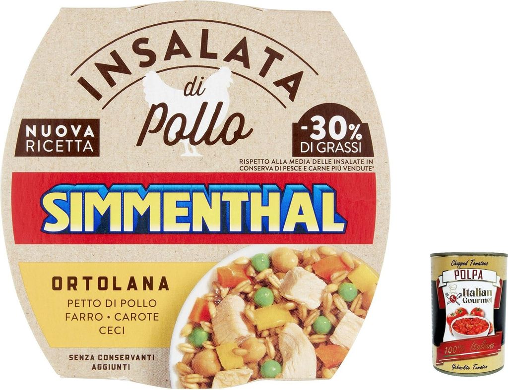 Italian Gourmet E.R. 3x Simmenthal Ortolana, chicken breast salad with spelt, chickpeas, carrots and peas, 160g + Italian Gourmet polpa 400g