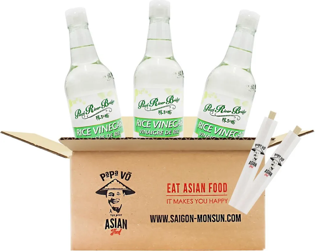 gustiamo 3x500ml Pearl River Bridge Rice Vinegar (Papa Vo®)