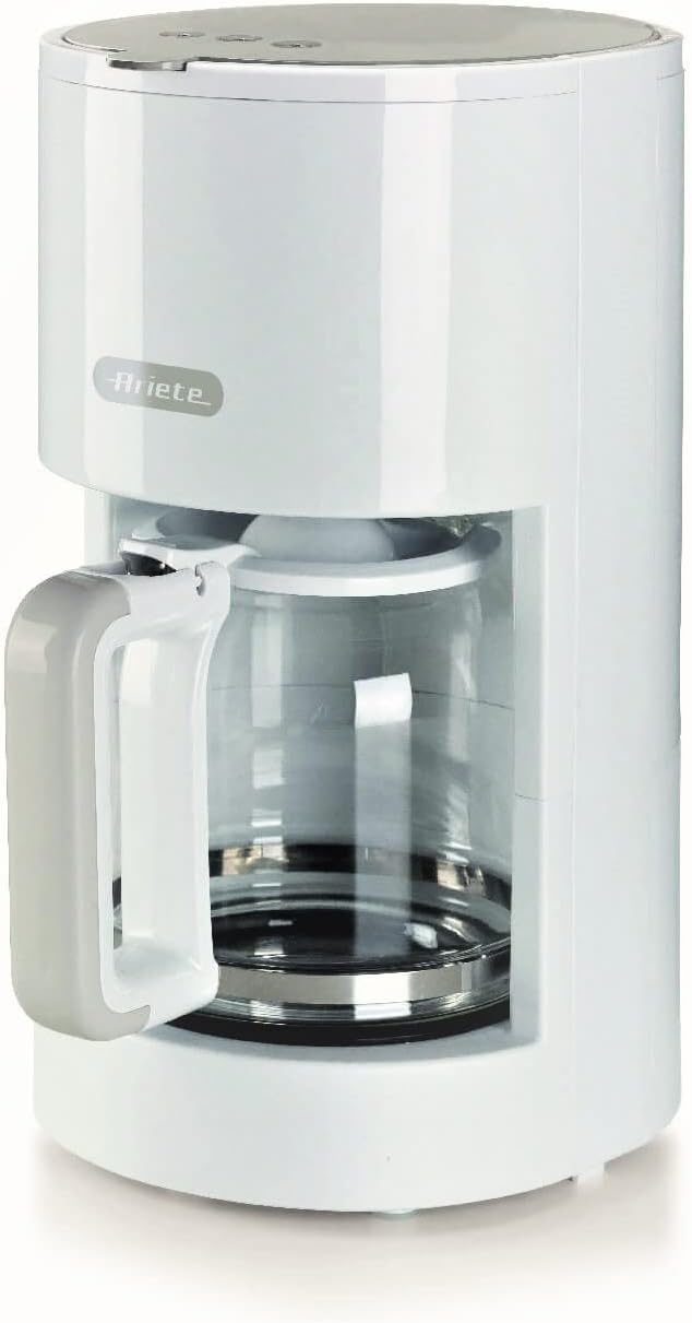 Ariete Breakfast 1395 Filter Coffee Machine, Coffee Machine for Coffee Americano, up to 12 Cups, Water Level Indicator, Heated Plate, Washable Filter & Filter Holder, Drip Protection, White
