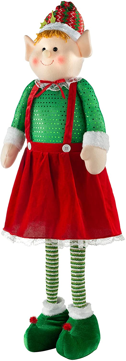 WeRChristmas 60 - 109 cm Girl Elf Standing with Long Legs, Multi-Colour