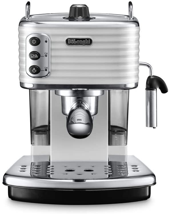 Delonghi Traditional Pump Espresso Coffee Machine, 1100 W, White - ECZ351.W