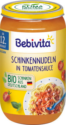 Bebivita Menu Ham noodles in tomato sauce, from the 12th month, 250 g