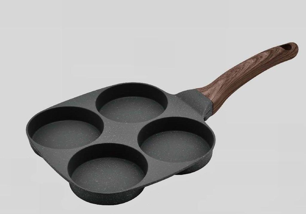 4-cavity burger pan, 18cm, non-stick granite coating, suitable for all hob types, also suitable for pancakes and eggs