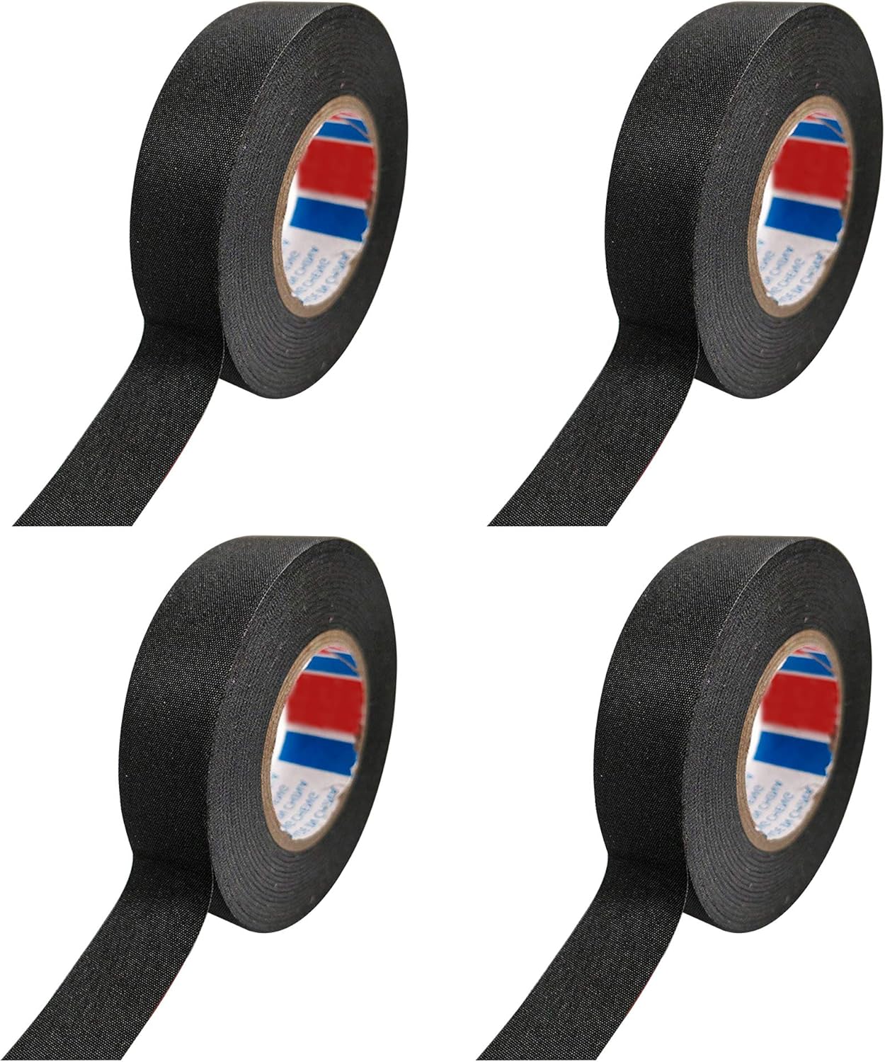 qipuneky 4 Rolls of Insulation Tape Black Fabric Tape 15 m x 15 mm Fabric Tape for Repair of Spliced Wires, Wire Bundles, Insulation Tape Black Adhesive Tape (Black)