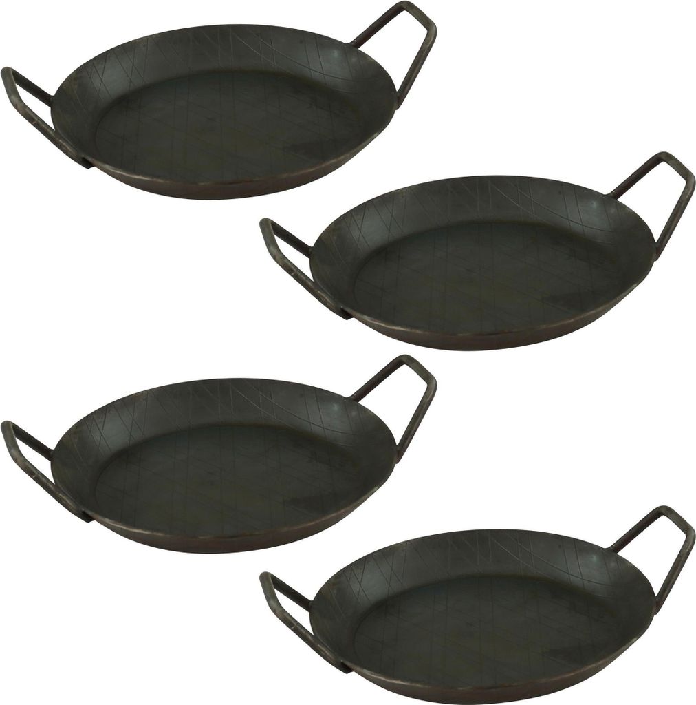 GVKECO 4 wrought iron serving pans with two side handles, ø 20cm