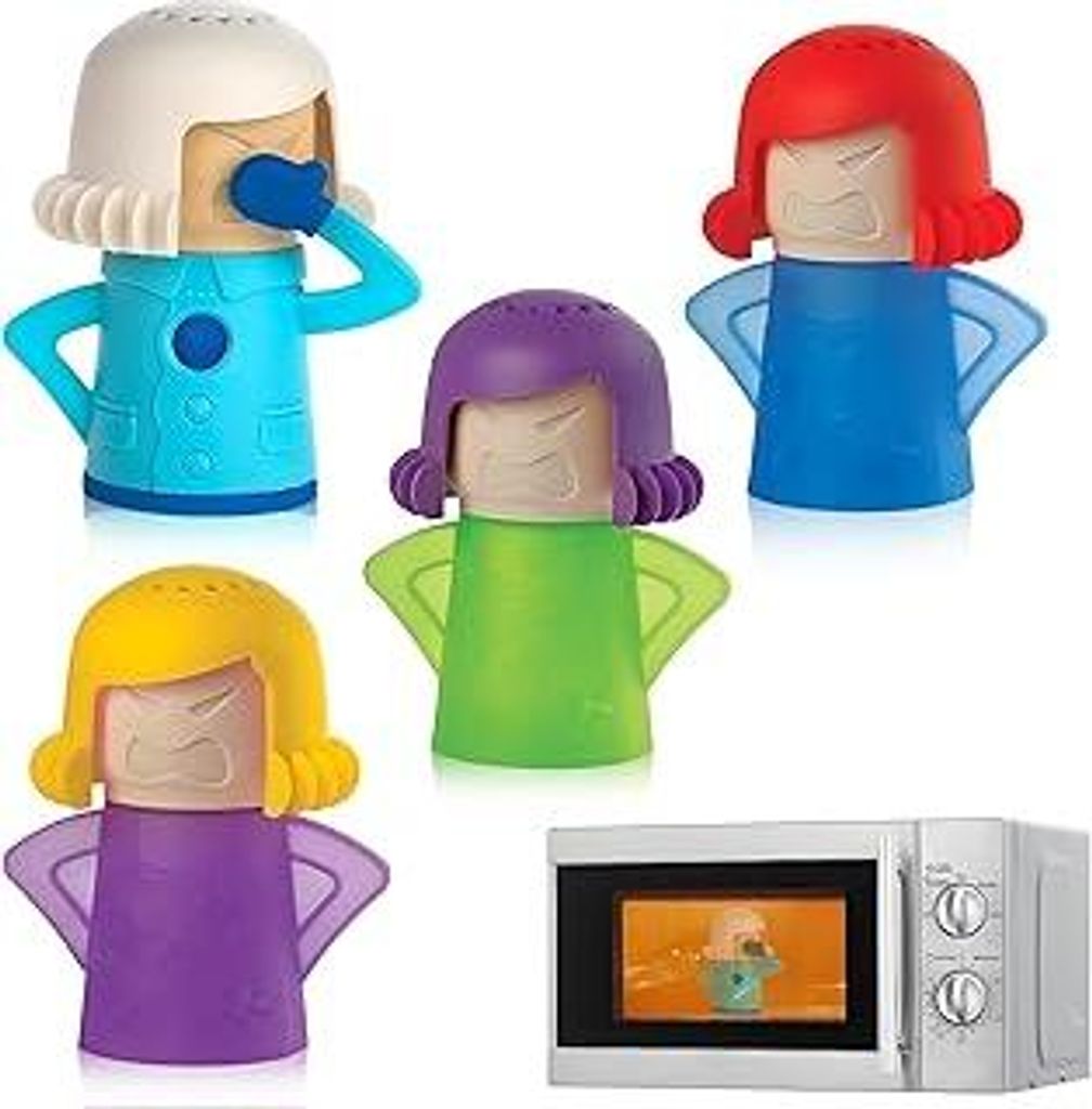 Akhan 4-Piece Microwave Cleaner Set: Angry Mama, Cool Mama Microwave Steam Cleaner, Deodorizes Refrigerators, Cleans Ovens, Fast Steam Cleaner for Microwaves