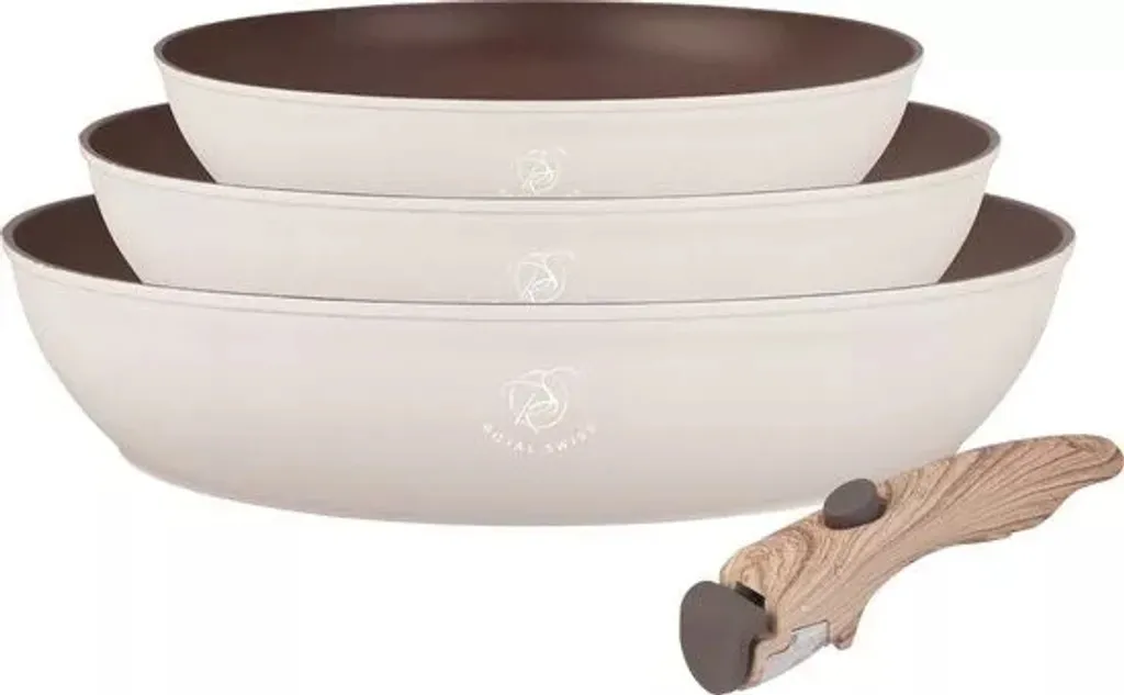 ROYAL SWISS 4-piece induction cookware set with removable handle - 20/24/28