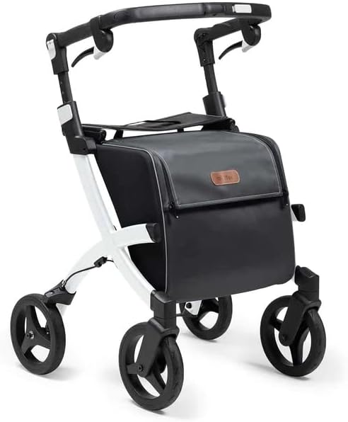 Rollz Flex 2 - Improved Rollator with Water Resistant Bag (Standard Size, White)