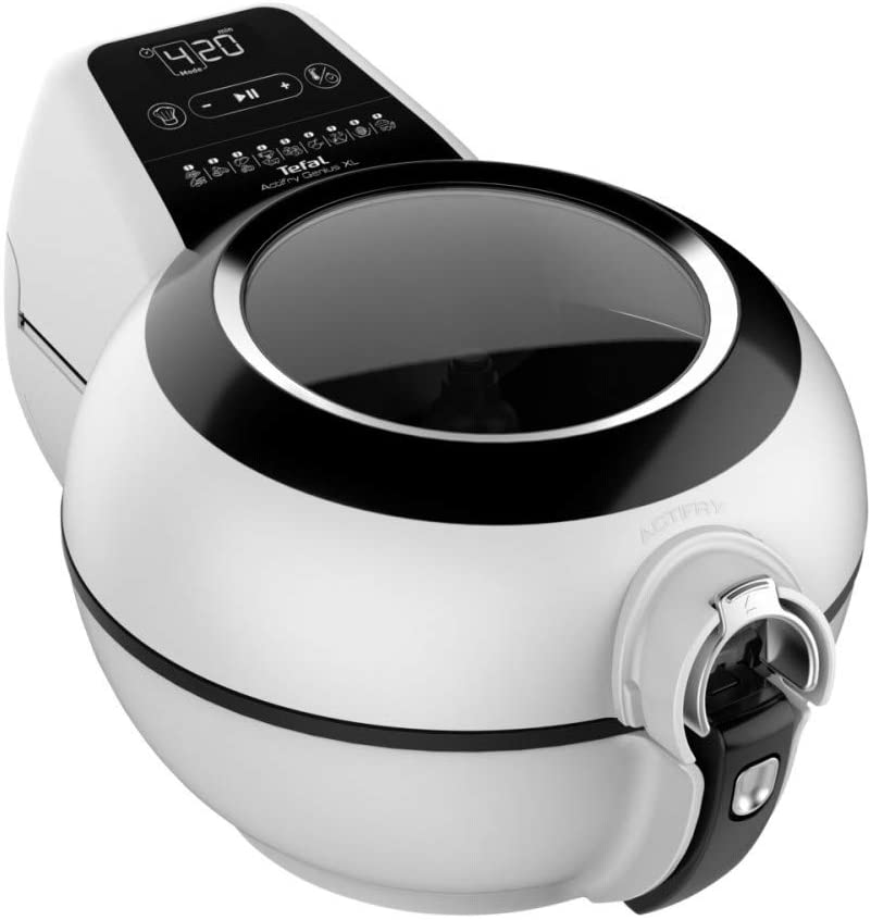 Tefal Fritteuse Actifry Low Fat Fryer Genius XL ONLY AH9600 Free Standing 1550 W Black – White (1.7 Kg Actifry Low Fat Fryer – 220 °C, Single, Black, White)