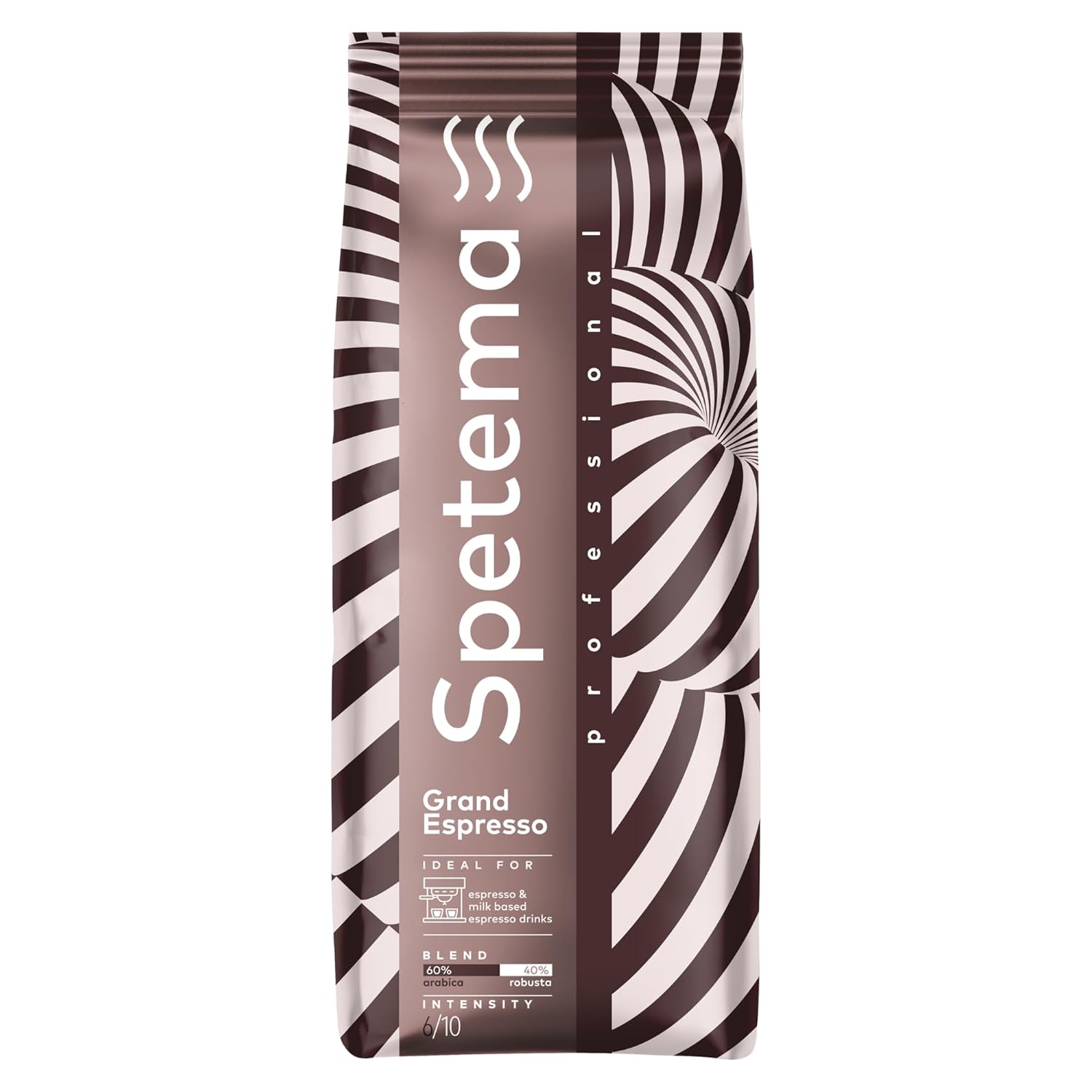 Spetema Professional Grand Espresso Coffee Beans, 60% Arabica and 40% Robusta, Ideal for Espresso Machines, with Balanced and Delicate Flavor, Intensity 6/10, Medium Roast, 1 kg