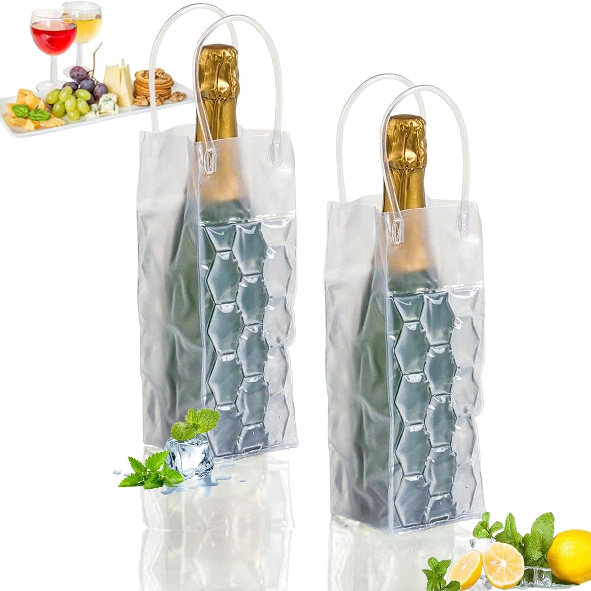 Wine Cooler Sleeve with Protection,Instant Cooling and Keep Your Drink Cold,Keep Cool and Chill Champagne,Wine,Wine Bottle Cooler for Red White Champagne or Sparkling Wine (Pack of 2)