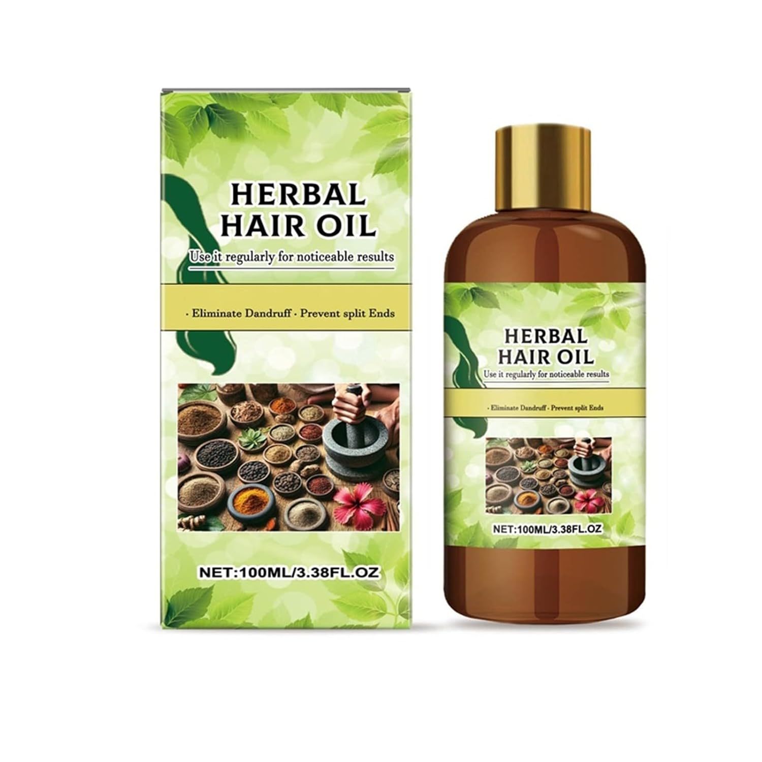 Woranb Herbal Hair Oil, 100 ml Organic Rosemary Herbal Hair Oil, Herbal Essential Oil for All Hair Types, for Dry and Itchy Scalp, Hair Damage & Split End