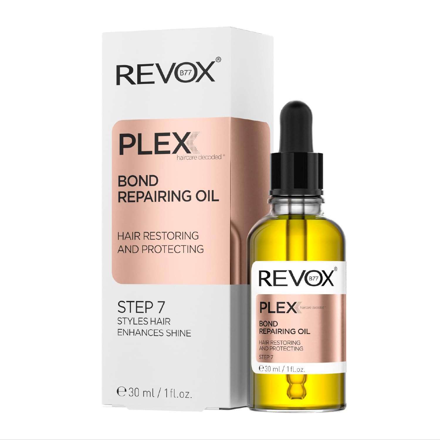 REVOX B77 - Plex Bond Repairing Oil Step 7, 30 ml, Hair Repair Oil, Prevents Split Ends, Repairs Damaged Hair, Prevents Frizz, Improves Hair Shine
