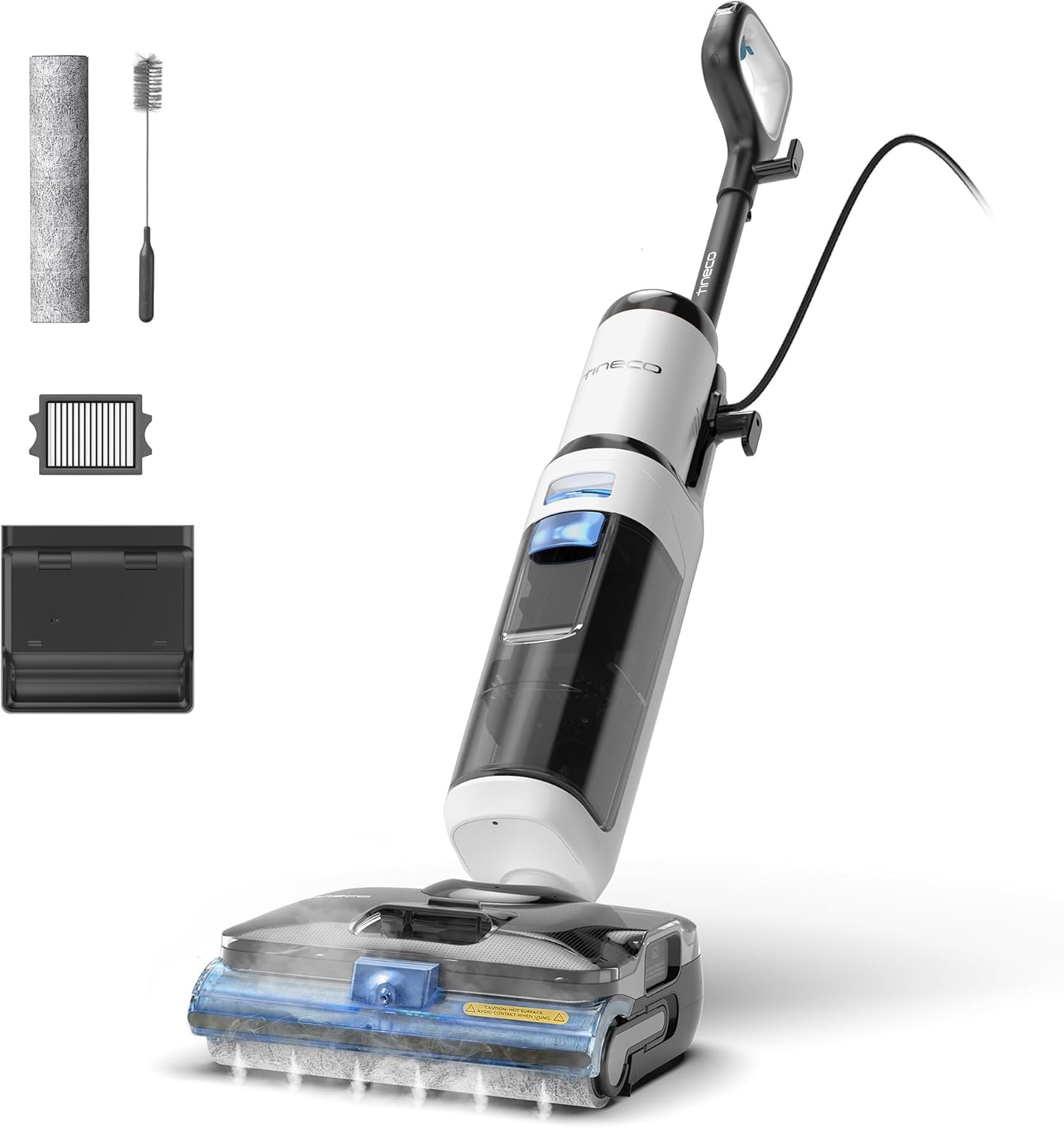Tineco FLOOR ONE S6 Stretch Steam Wet Dry Vacuum Cleaner, 160°C Tineco BoostSteam, Anti-Tangle Design, FlashDry Self Cleaning, Steam Cleaner with Cable for Dried Stains and Grouts