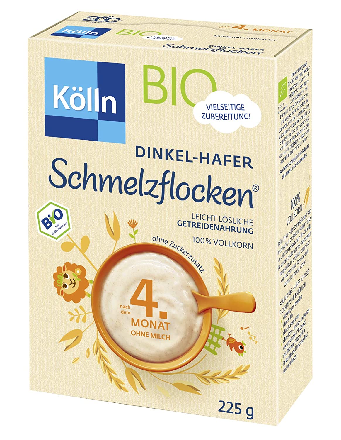 Kölln Schmelzflocken Dinkel-Hafer Bio, 6er Pack (6 x 225 g)