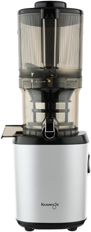 Kuvings Slow Juicer AUTO6 | Juicer for Vegetables and Fruits, Electric Cold Press, Quiet Motor, Easy to Clean, Juice & Sorbet, 1.7L, BPA Free, Slim Design, 200W (Matt White Silver)_KHS-660SE
