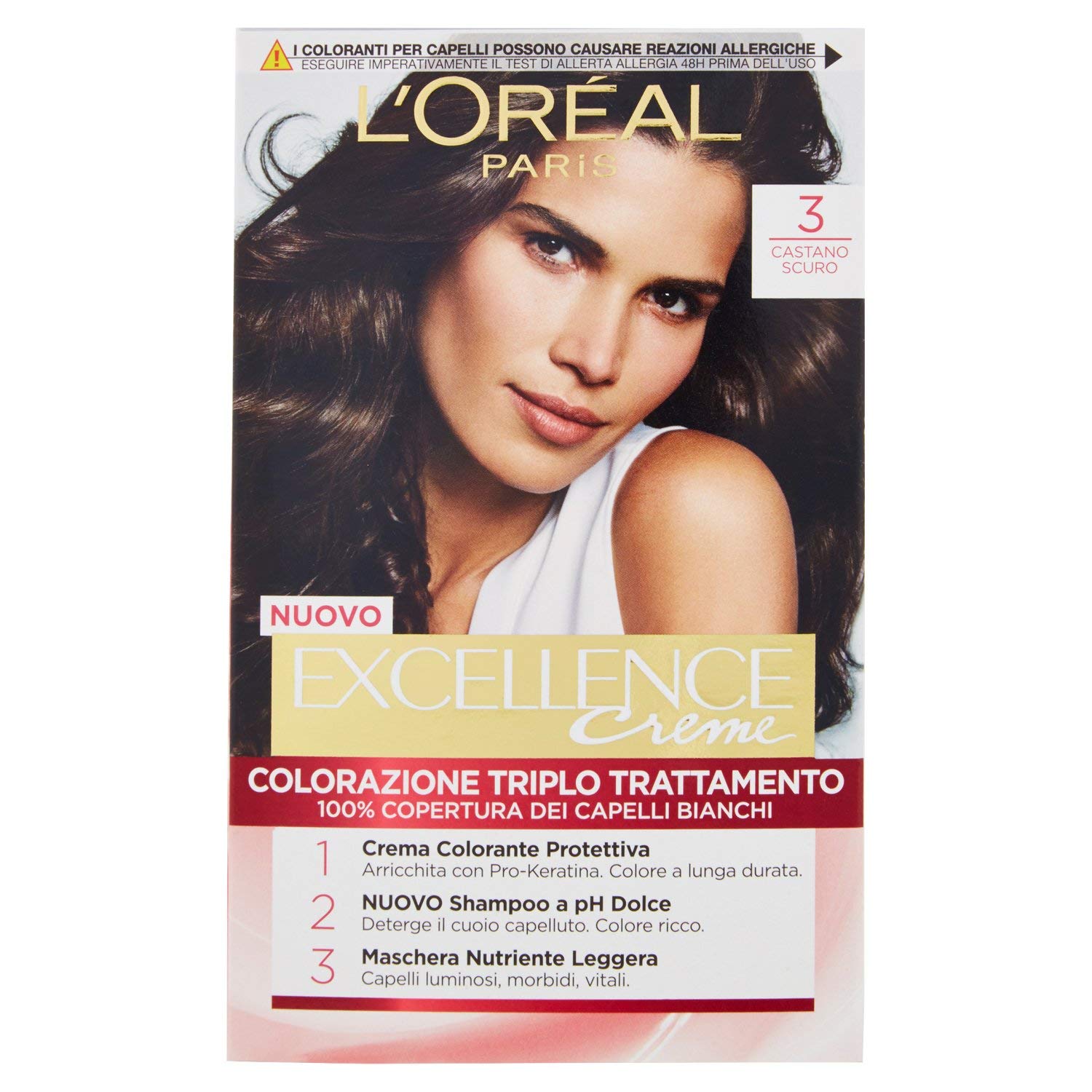 L'Oréal Paris Excellence Creme N 3 Dark Brown Hair Dye, ‎dark