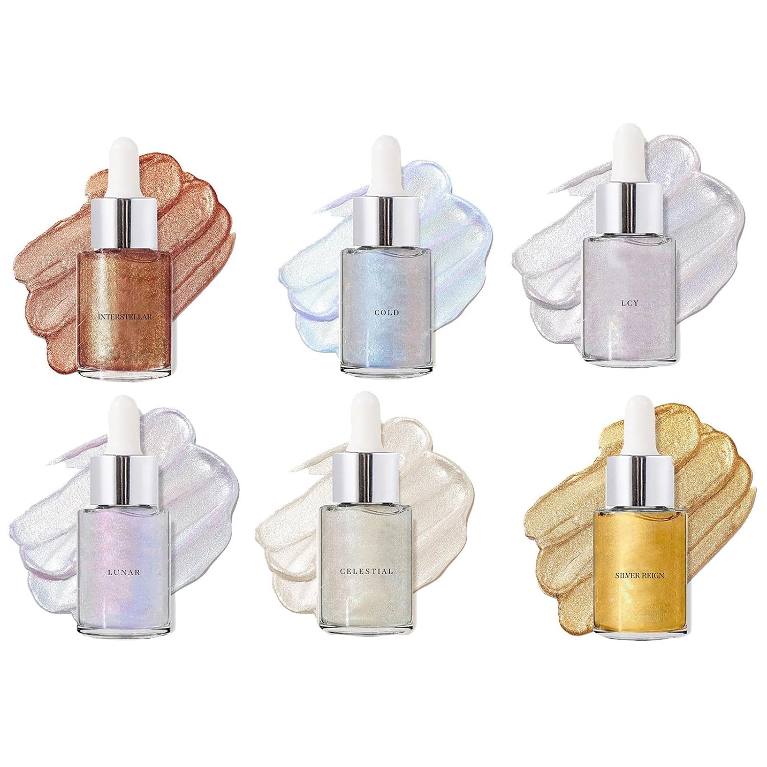 Generic Body Oil Shimmer, Shimmering Body Oil - Glow Body Oil 30 ml | 6 Colours Body Makeup Oil, Natural Liquid Illuminator Body Highlighter, Shine Glitter Gold Liquid for Face, Legs, Shoes