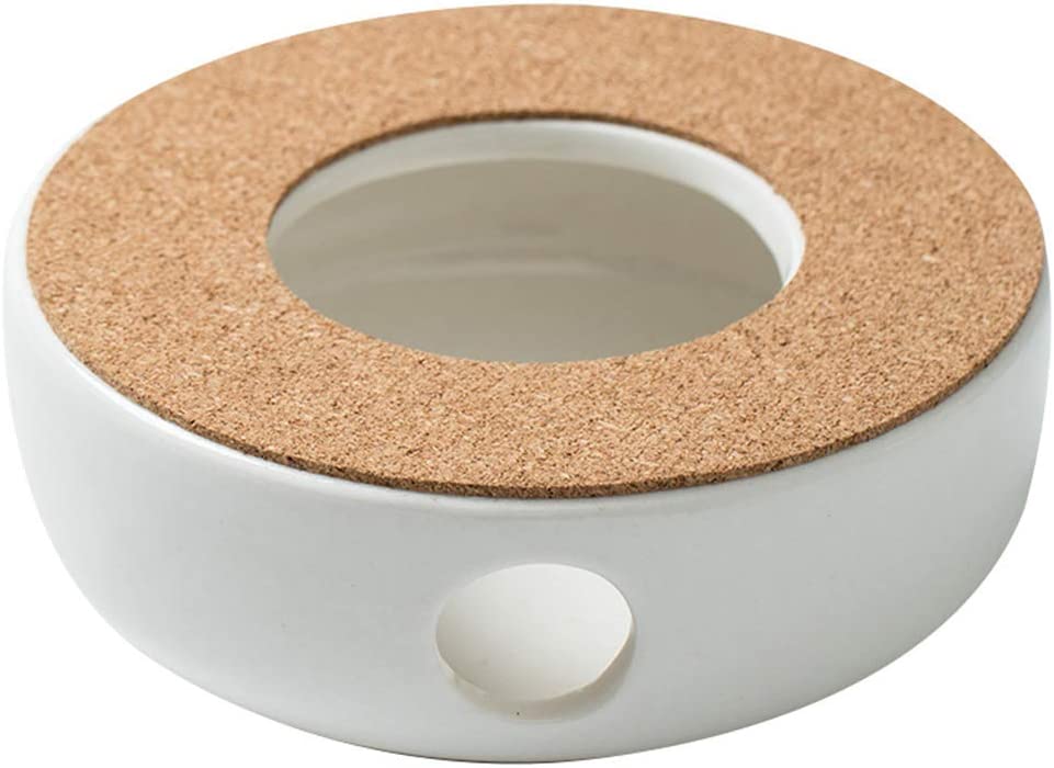OnePine Tea Accessories Tea Warmer Porcelain Teapot Warmer with Rubber Wooden Base for Teapot Coffee Pot Tea Warmer with Candle Room Tea Light Holder