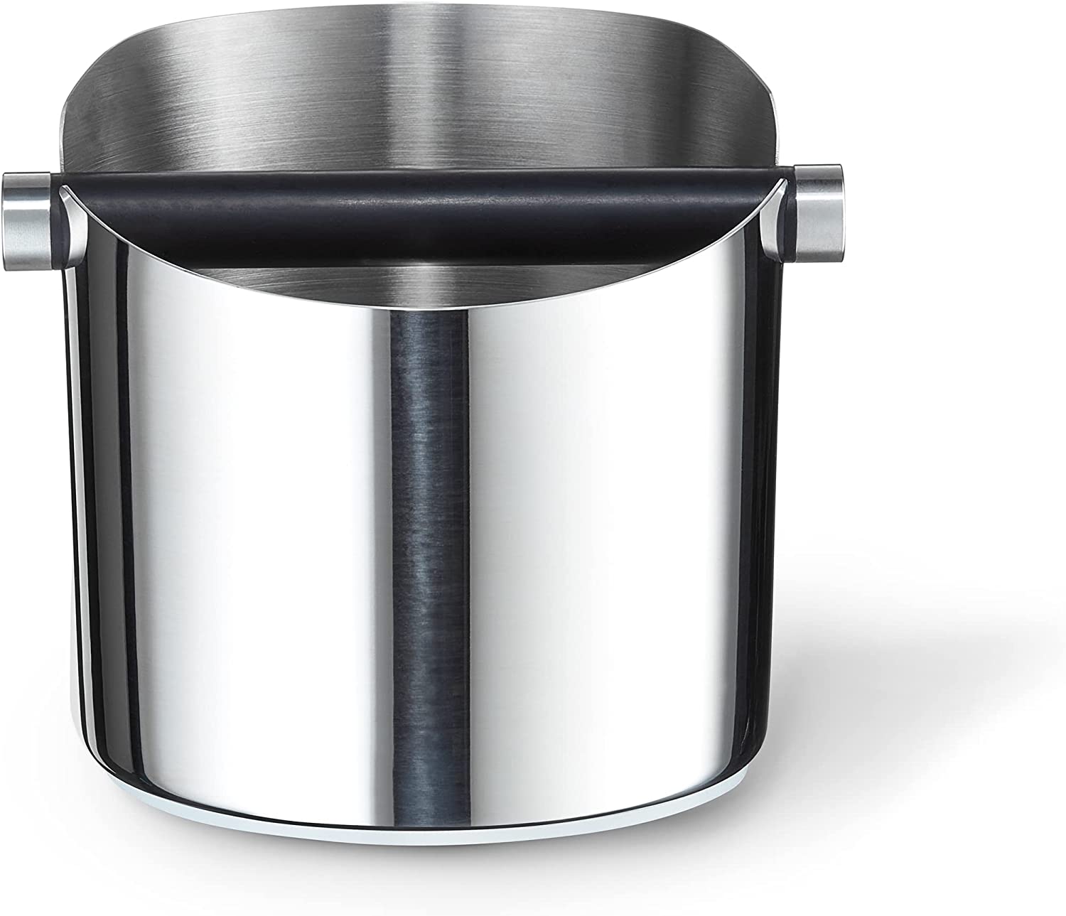 Tchibo Knock-Box Abklopfschale, für Siebträger Espressomaschine, zur leichten Entsorgung des feuchten Kaffeesatzes, Silber/Schwarz, Edelstahl und Gummi