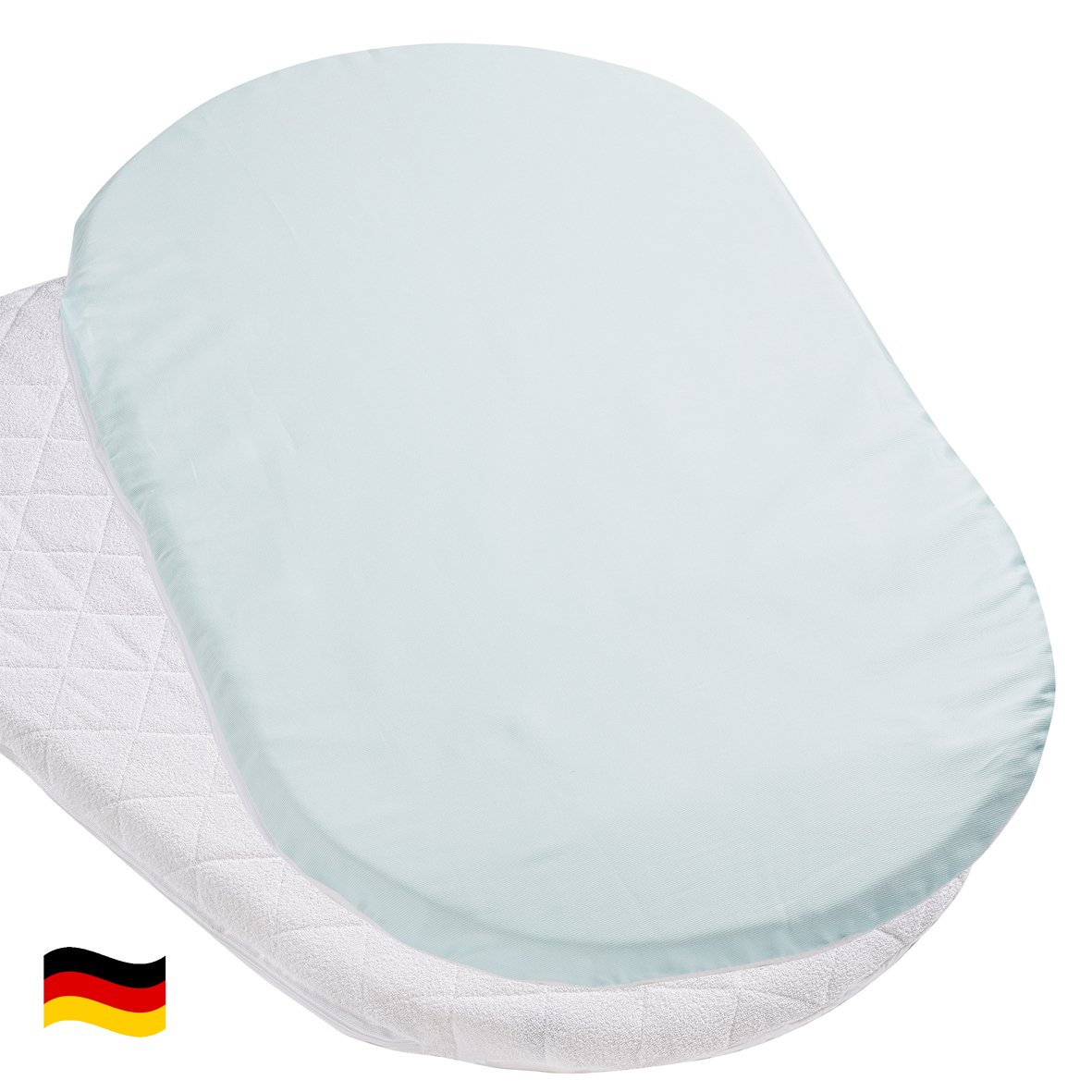 Christiane Wegner Bassinet Mattress, Dessin 579 Turquoise
