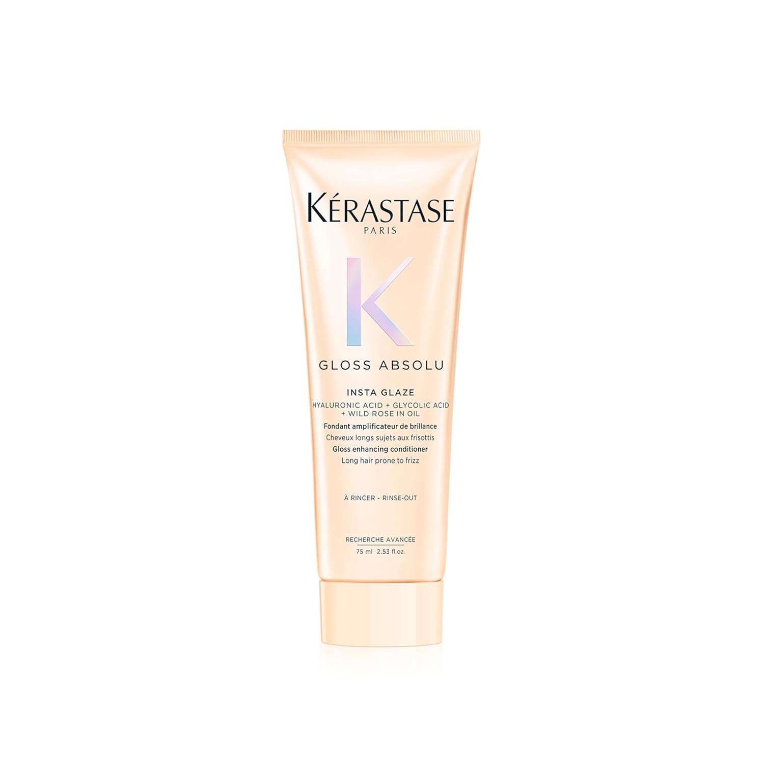 Kérastase Gloss Absolu Fondant Insta Glaze, Conditioner for Long and Frizz Prone Hair, with Hyaluronic Acid, Glycolic Acid and Wild Rose Oil, for Intense Shine and Volume, 75 ml