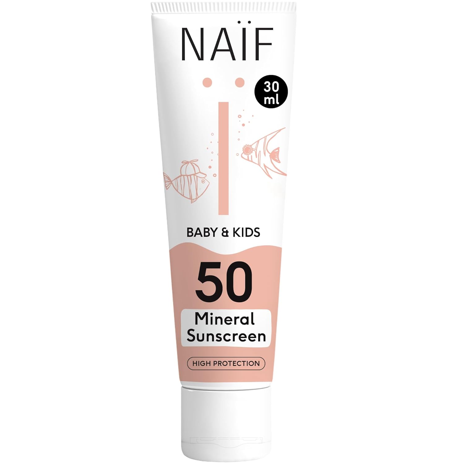 Naïf - Mineral-based sun cream - for baby and child - SPF 50 - mild fragrance - cream without octocrylene - UVA and UVB protection - water resistant - dermatologically tested - no microplastics - 30 ml