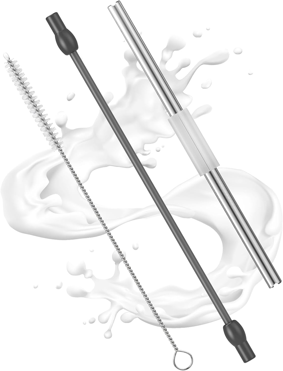 Mellbree Milchschlauch Kompatibel mit Siemens EQ6, Ersatzteil von EQ6 Milchschlauch, Edelstahles Milchrohr und Reinigungsbürste Set Kompatibel mit Siemens Eq6 Series, Bosch Veroaroma Kaffeevollautomat