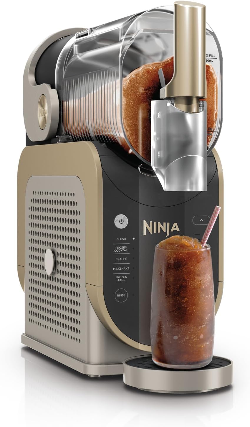 Ninja SLUSHi FS301EUSTGD Slush Ice Cocktail Frappe Milkshakes & Frozen Juice Machine - WhisperChill Technology - Holds 1.9L - Stone Gold