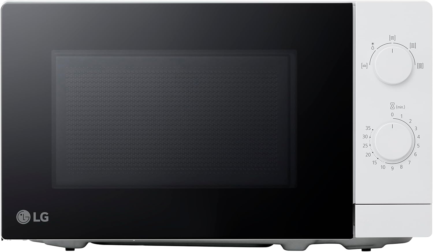 LG MS2082H 20L 700W Single Operation 5 Power Levels Dual Control Knob LED Light White Solo Microwave Oven
