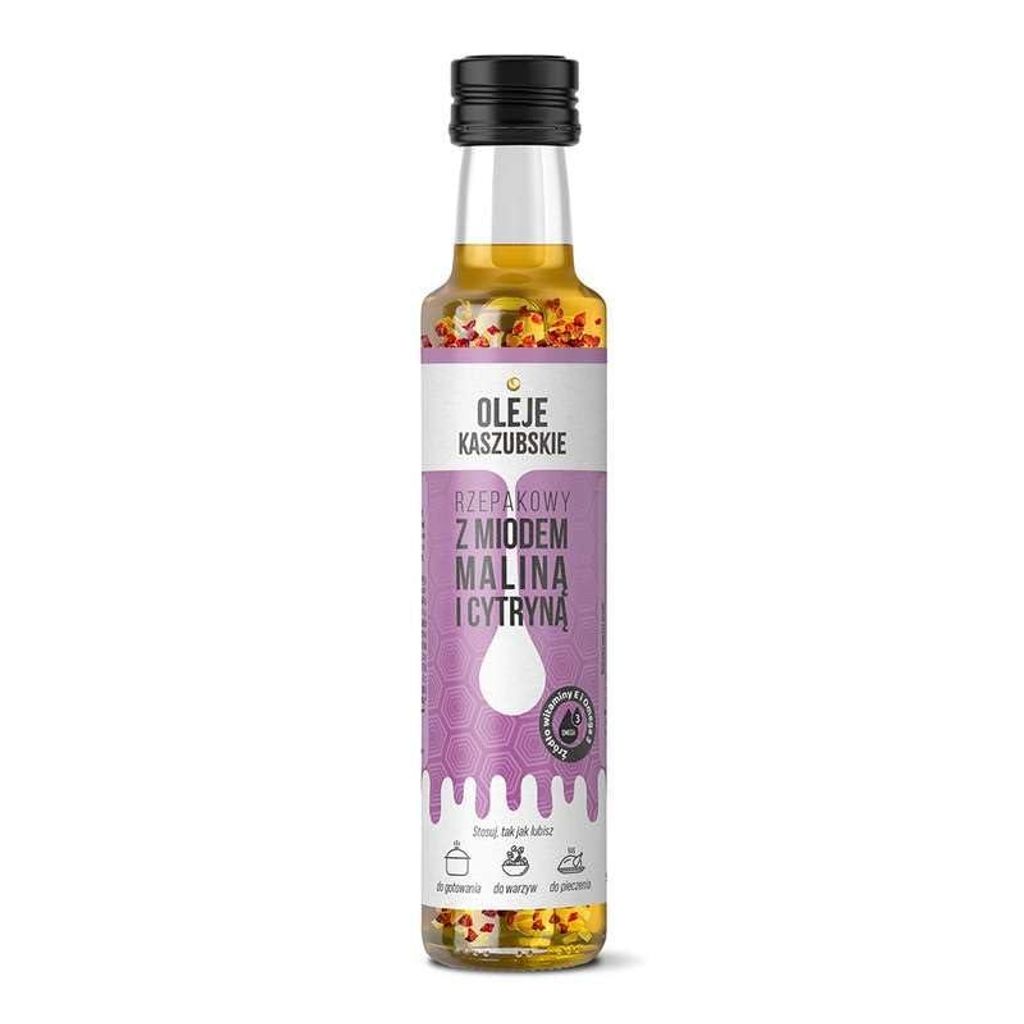 4BEE Cold-Pressed Rapeseed Oil with Honey, Raspberries and Lemon – Natural Ingredients – Fruity and Mild Taste – Ideal for Salads