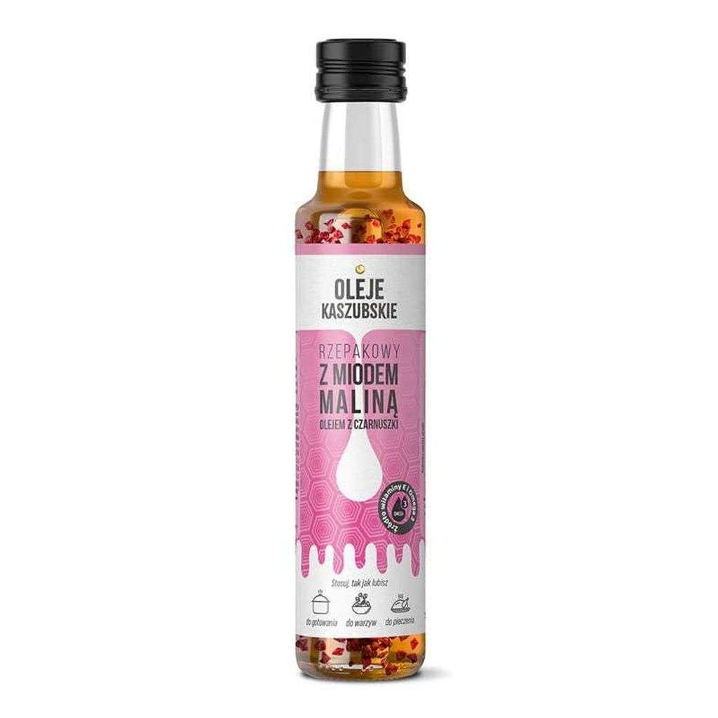 4BEE Rapeseed Oil with Honey, Raspberry and Black Cumin 250 ml – Cold-pressed rapeseed oil – Natural ingredients – Fruity-mild taste – Versatile