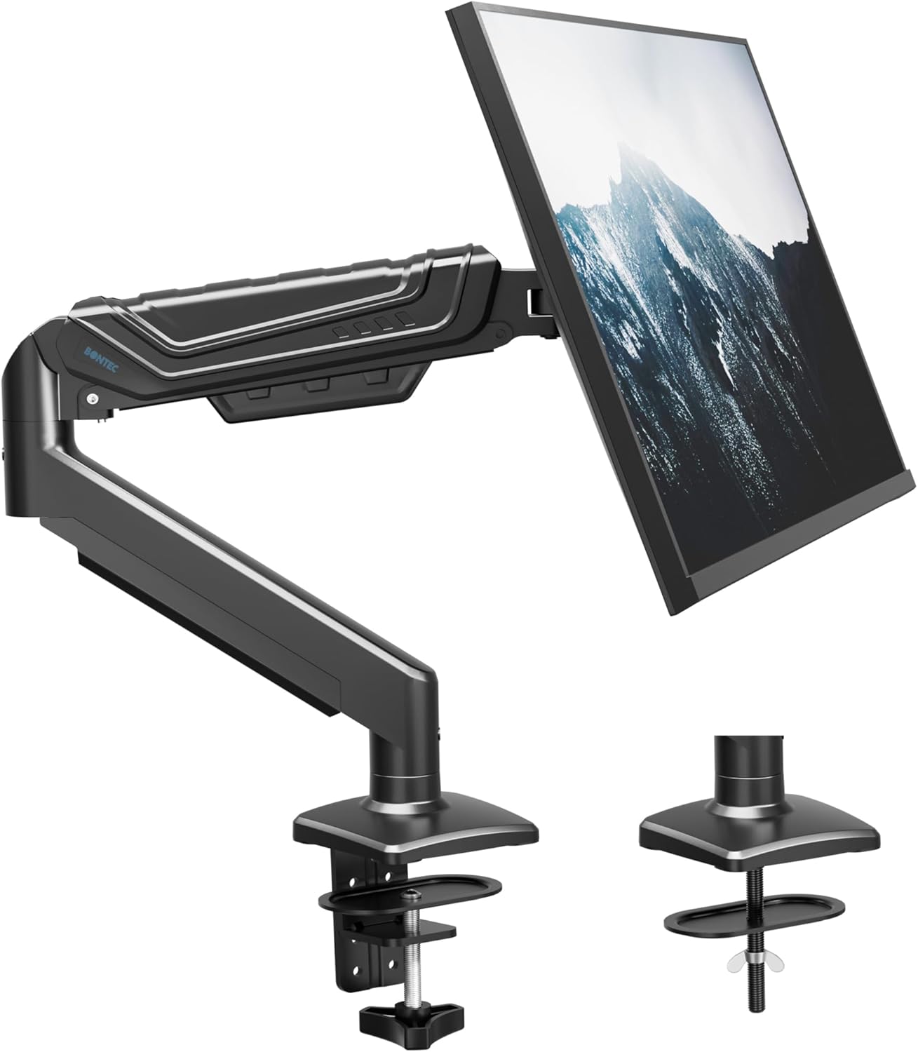 BONTEC Store BONTEC Monitor Mount with Gas Spring for 15-34 Inch up to 10.5 kg, Height Adjustable & 360° Swivel, Tilt, Rotatable, VESA 75/100, with Cable Management for Home Office and Gaming